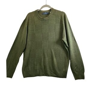 Oscar de la Renta Men‎ XL Green Crew Neck Long Sleeve Sweater Textured Box
